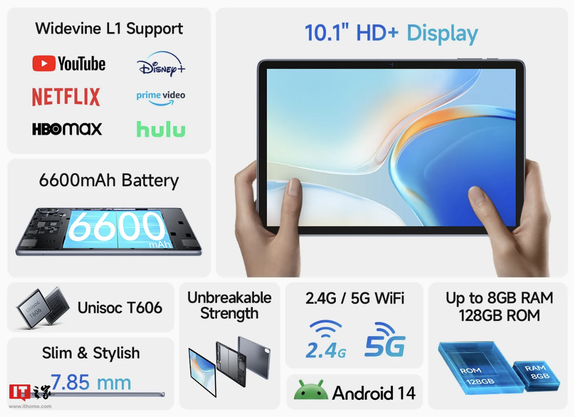 Ulefone Tab W10 平板电脑海外发布：展锐 T606 + 4G + 128G 售 119 美元