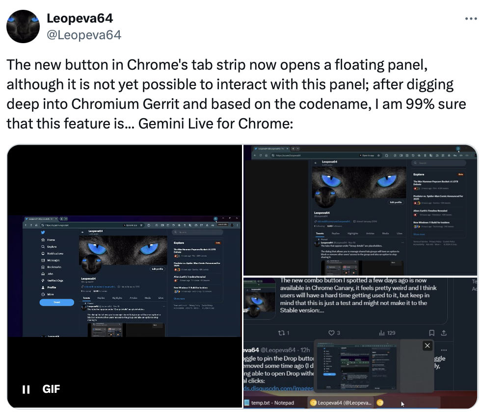 消息称谷歌正为 Chrome 浏览器引入“Glic”AI 功能，基于 Gemini Live 大模型打造