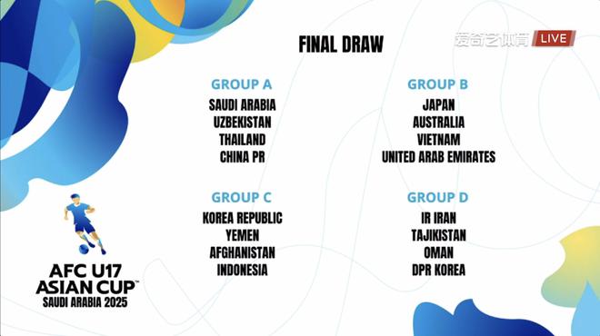 新浪微博：2024资料免费大全-U17亚洲杯抽签-中国进A组 与沙特+乌兹+泰国同组